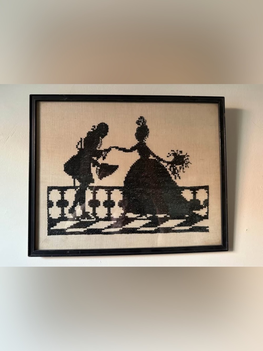 Victorian Courting Couple Needlepoint Framed Cincinnati Ohio